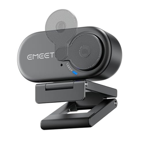 EMEET C100 1080P Webcam for PC, Built-in Mic, Rotating Privacy Cover, Portable Metal Clip, Computer Camera for Home Office, Meetings, Learning, Streaming, External Webcam for Desktop, Laptop, PC USB-A - style: Smooth 1080P w/ Stable Fixed Focus