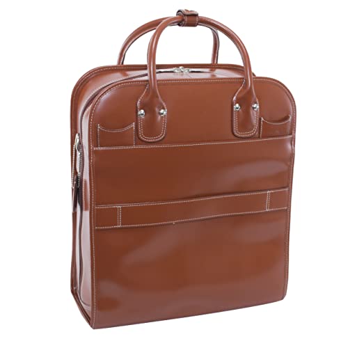 McKlein LA GRANGE, Top Grain Cowhide Leather, 15" Leather Detachable -Wheeled Ladies' Laptop/Computer & Tablet Business Briefcase Bag/Women's Rolling Overnight Travel Bag, Removable trolley case - color: Brown, size: 14.4"x8.75"x18.5"