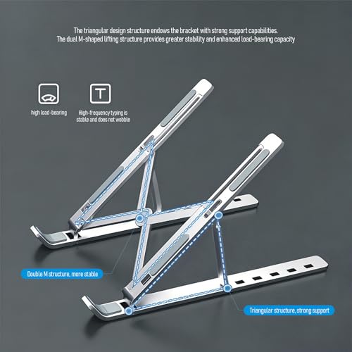 Portable Foldable Laptop Stand Adjustable Cooling Desktop Holder Space Saving Sturdy Structure for All Laptops Notebooks Computer Desk Office Home Use (Black) - color: Black