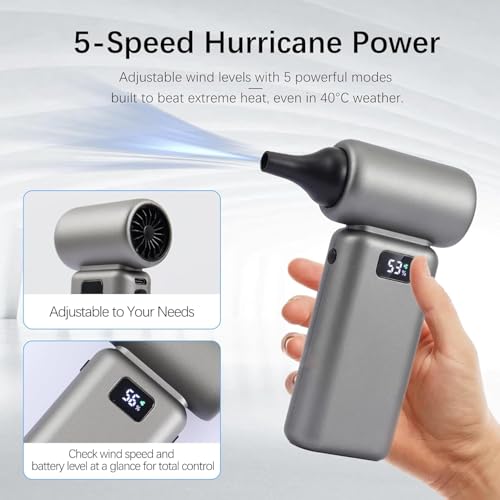 Electric Air Duster – 100000RPM Cordless Violent Fan Blower with 5-Speed Settings, Fast Charging, Brushless Motor, Dust Removal for Car, PC, Keyboard, Home, Outdoor Use