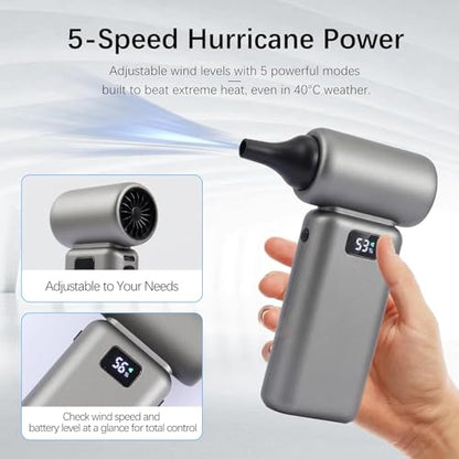 Electric Air Duster – 100000RPM Cordless Violent Fan Blower with 5-Speed Settings, Fast Charging, Brushless Motor, Dust Removal for Car, PC, Keyboard, Home, Outdoor Use