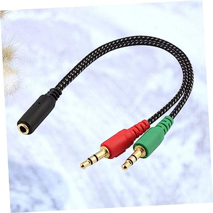 HOMSFOU 3pcs Female to Male Headset Splitter Cable Adapter for Audio Dual Ports for Headphones and Microphone Compatible Laptops and Mobile Devices Stereo Audio Cable