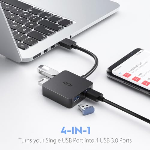 ICZI USB 3.0 Hub, 4 Ports USB Splitter Multiple Extender for Laptop, PC, MacBook, Mac mini, iMac, Surface Pro, Mobile HDD - size: 0.5ft