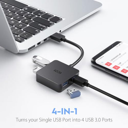 ICZI USB 3.0 Hub, 4 Ports USB Splitter Multiple Extender for Laptop, PC, MacBook, Mac mini, iMac, Surface Pro, Mobile HDD - size: 0.5ft