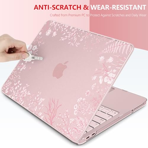 for MacBook Neo 13 inch Case 2026 (Model A3404), Artistic Flower Pattern Ultra Slim Frosted Matte Hard Shell, Anti-Scratch & Fingerprint Resistant Cover - Blush Wild Flowers - color: Blush Wild Flowers
