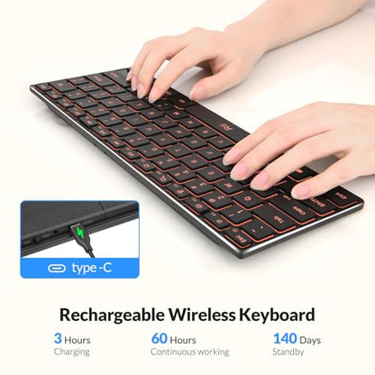 Rii Wireless Bluetooth Keyboard(2.4G+BT5.0) with Aluminum Alloy for Windows | X9 Dual Mode Rechargeable Keyboard with RGB Backlit for Tablet,Surface,PC,Laptop with Windows