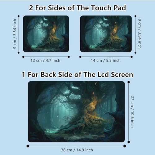 Universal Laptop Skin Sticker with 2 Wrist Pad Skins, Waterproof Scratch Resistant Vinyl Laptop Cover Decal, Cut to Fit for 11–15.6 Inch MacBook HP Dell Lenovo, Fantasy Forest - color: Fantasy Forest