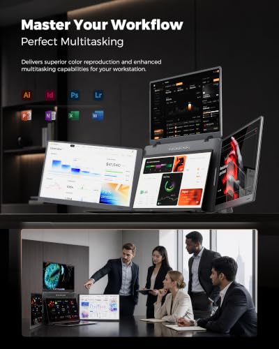 Ladomi Triple Screen Laptop Monitor Extender, 14" Laptop Screen Extender | FHD 1200P, One Cable Connection, Driver Needed, 400% Boost Efficiency, Fit for 12"-16.5" Laptop, Plug&Play Fit for Wins, Mac - size: 14-inch