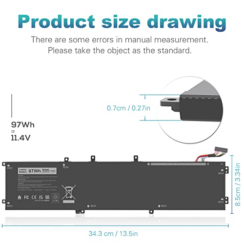 TREE.NB 6GTPY Laptop Battery for Dell XPS 15 9550 9560 9570 7590 Inspiron 15 7500 7501 7590 7591 Vostro 7500 7590 i7-7700HQ 5D91C GPM03 4GVGH 1P6KD 5XJ28 5D91C 5041C D1545 D1645 D1745 - size: ‎6GTPY