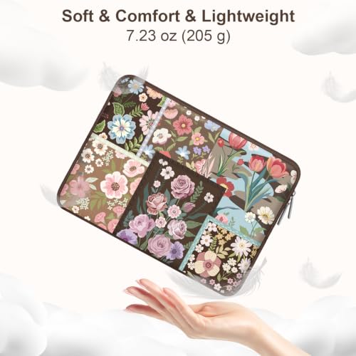 MOSISO Laptop Case 13.3 inch, 13-13.3 inch Laptop Sleeve Compatible with MacBook Air 13 13.6/Pro/Neo 13/Pro 14,HP Dell ASUS Lenovo,Spliced Flowers Neoprene Computer Sleeve Bag with Small Case,Brown - color: Brown, size: 13.3 inch