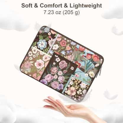 MOSISO Laptop Case 13.3 inch, 13-13.3 inch Laptop Sleeve Compatible with MacBook Air 13 13.6/Pro/Neo 13/Pro 14,HP Dell ASUS Lenovo,Spliced Flowers Neoprene Computer Sleeve Bag with Small Case,Brown - color: Brown, size: 13.3 inch