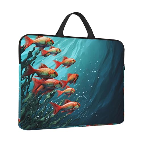 14 inch Laptop Sleeve with Handle Shockproof Laptop Bag Waterproof Computer Cover Bag Fish Aquarium Briefcase