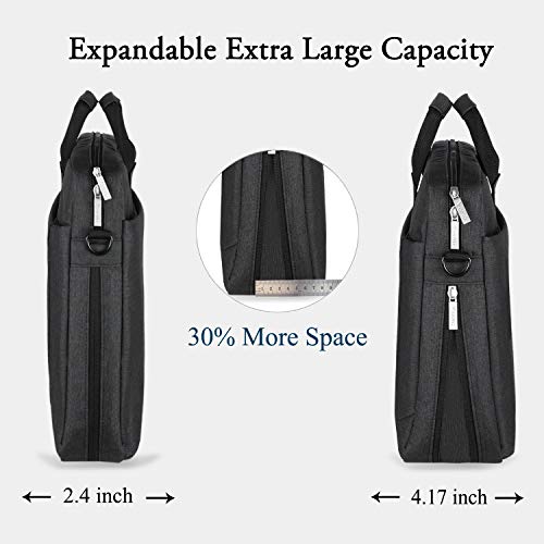 Voova 17.3-17 Inch Laptop Bag, Computer Bag, MacBook Bag, Black | Expandable splash-proof 17.3-inch laptop messenger bag with removable strap; fits MacBook, HP, Dell, Lenovo and Asus - color: Black, size: 17-17.3 Inch