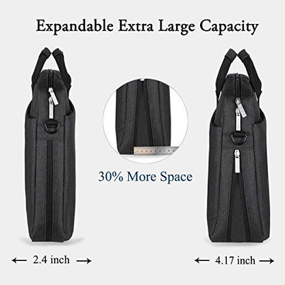 Voova 17.3-17 Inch Laptop Bag, Computer Bag, MacBook Bag, Black | Expandable splash-proof 17.3-inch laptop messenger bag with removable strap; fits MacBook, HP, Dell, Lenovo and Asus - color: Black, size: 17-17.3 Inch