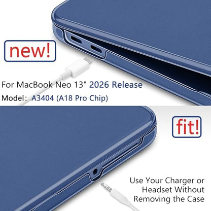 Matte Frosted Compatible with MacBook Neo 13 Inch 2026 (Model A3404 | A18 Pro Chip) | Anti-Crack & Scratch & Fingerprint | 100% Match Official Color Indigo - color: Matte Indigo Clear