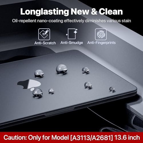 Soonjet for MacBook Air 13 Inch Case M5-M2 2026-2022, Black Hard Shell | Easy to Snap On, Closes Seamlessly, Scratch Resistant, Non-Slip Pads, Includes Keyboard Cover, for A3449 A3240 A3113 A2681 - color: Frosted Gray