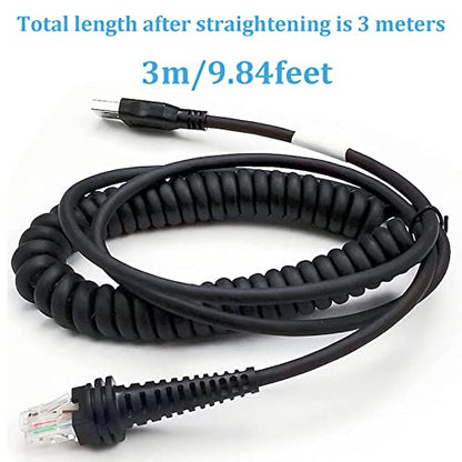 Barcode Scanner 𝐂𝐨𝐢𝐥𝐞𝐝 𝐔𝐒𝐁 𝐂𝐚𝐛𝐥𝐞 USB to RJ45 Cable CBL-500-300-S00 1900GHD 1900GSR 1902GSR 1300G 1450G Barcode Scanner USB Cables for Honeywell (3M / 10FT Coiled USB Port) - size: 10 ft Curly