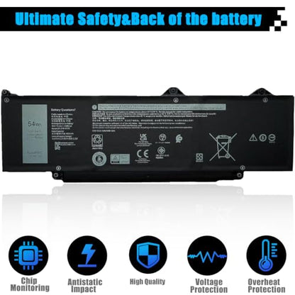 R73TC Laptop Battery Replacement for Dell Latitude 3340 3440 3540 5340 5350 5440 5540 Latitude 3340 5340 5350 2-in-1 Precision 3480 3580 Series DR02P 2X1V9 GTG7N GRWKG KDM9P 0V042N 09HKT5 54Wh 11.4V - size: 10.59*3.23*0.21 inch R73TC