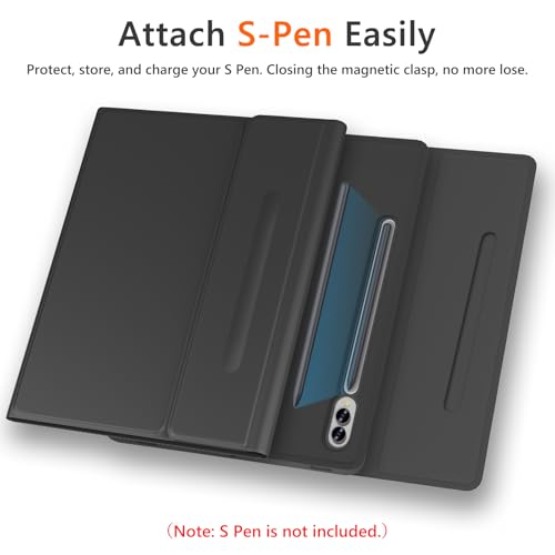 Galaxy Tab S9 FE+/ S9+ /S10+ 12.4 Inch Case with Keyboard, Detachable Bluetooth Keyboard with Pen Holder for Samsung Tab S10+ Plus/S9+ Plus/S9 FE+ Plus/S8+ Plus/S7FE/S7+ Plus 5G 12.4", Black - color: Black, size: S9FE+ 12.4"