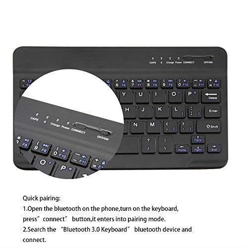 FLY WAY Portable Wireless Bluetooth 3.0 Keyboard,Ultra-Slim Mini Keypad 78 Keys Rechargeable Bluetooth Keyboard for iOS Android Windows Tablets and Other Bluetooth Devices(Black)