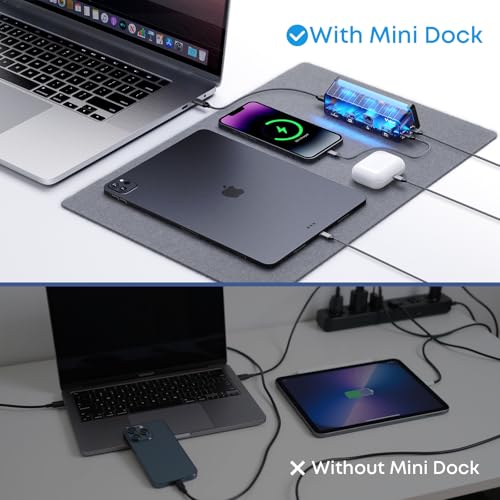 Laptop Docking Station (7-in-1), Docking Station with Screen, Multiple Built-in Apps, USB C Dock with HDMI 4K@60Hz, 90W Max Power Delivery, 1 Gbps Ethernet, USB C Hub for Mac/Dell/HP - color: black grey