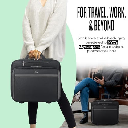 Solo New York Rolling Case with Wheels - Roller Laptop Bag, Wheeled Briefcase for Women & Men, Carry On Size for Travel, Fits 16" Computer - West Side, Black