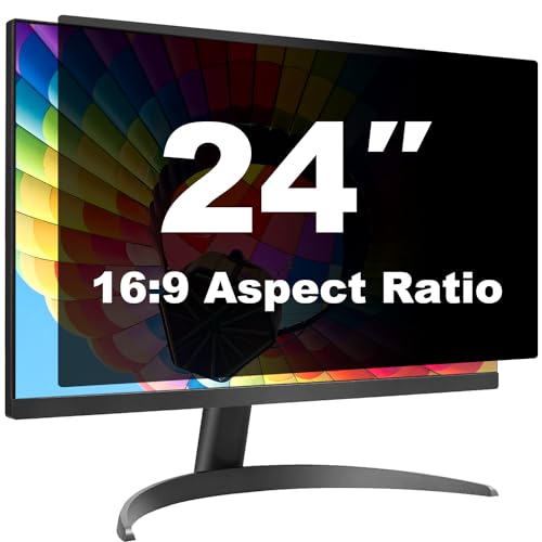 24 Inch Computer Privacy Screen Shield for 16:9 Widescreen Desktop Monitor | Anti-Glare Blue Light Privacy Filter; Anti Spy Screen Protector Film