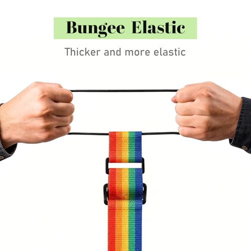 Multi Use Strong Adjustable Luggage Connector Straps for Suitcases,2 Pack Flexible Luggage Accessories Elastic Fastening Bag Strap (Rainbow) - color: Rainbow