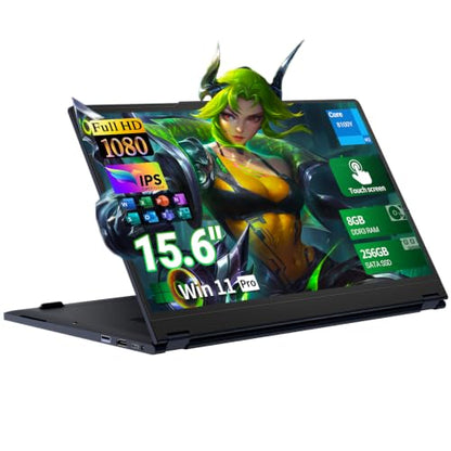 15.6 Inch 2-in-1 Touchscreen Laptop Computer, 8GB RAM 256GB SSD Core m3-8100Y Lap top, 360° Convertible Notebook Laptops with Win 11/Office, FHD Display, 360° Rotating Touch Screen, WiFi5/ BT5,HDMI