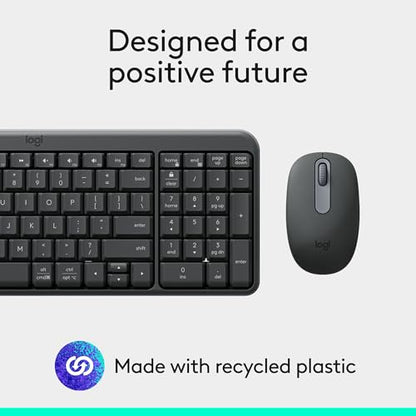 Logitech MK250 Bluetooth Wireless Keyboard and Mouse Combo - Graphite | Bluetooth connection only, compact keyboard with number pad, small ambidextrous M196 mouse with 3 non-customizable buttons - color: Graphite, style: Combo