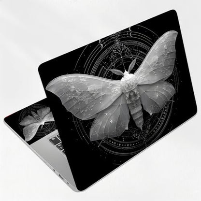 Black and White Moth Universal Laptop Skin Sticker 3PCS, Protective Decal Trim-to-Fit 11.6" 13.3" 14" 15.6" Laptop Vinyl Cover, Removable Anti-Scratch Computer Decal Protector - color: Black and White Moth