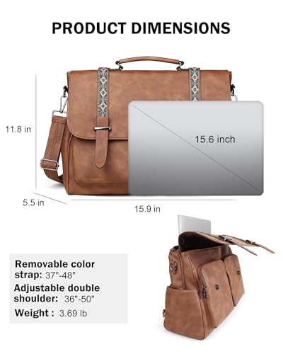 Messenger Bag for Women, 17L Leather Satchel Backpack Purse | Large Laptop Briefcase Multi Pocket Shoulder Bags, Spacious Compartments for Office, Travel, Work, Business, Daily Gift - color: 1 Brown Retro Style