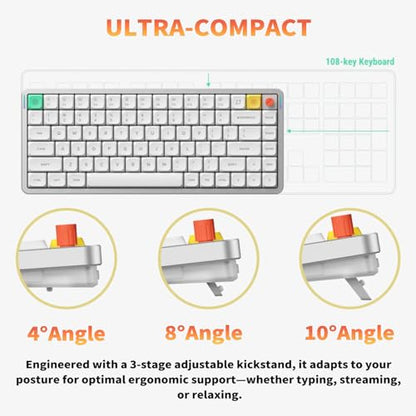nuphy Air75 V3 Low Profile Mechanical Keyboard, 75% Custom Hot Swappable Wireless Keyboard with Gasket Mount, RGB Backlit, Multi-Device Bluetooth/2.4GHz/USB-C for Mac Windows, White-Brown Nano Switch - color: White, size: Brown nano Switch