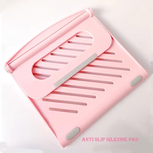 Laptop Stand for Desk Stable Foldable Adjustable Multi-Angle Computer Desktop Holder Ventilated Lapdesks Riser for Mackbook, Lenovo, Dell, iPad, HP - Within 17' (Pink) - color: pink