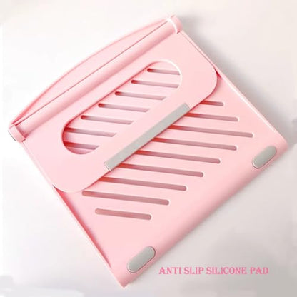 Laptop Stand for Desk Stable Foldable Adjustable Multi-Angle Computer Desktop Holder Ventilated Lapdesks Riser for Mackbook, Lenovo, Dell, iPad, HP - Within 17' (Pink) - color: pink