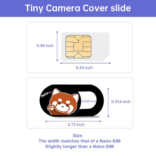 Webcam Cover Slide, Red Panda Camera Blocker 0.028in Ultra-Thin Laptop Camera Cover for MacBook iMac iPhone iPad Tablet Smartphone – Privacy Protector, Strong Adhesive (3 Pack)