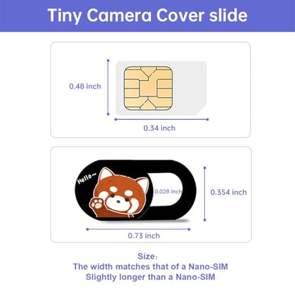 Webcam Cover Slide, Red Panda Camera Blocker 0.028in Ultra-Thin Laptop Camera Cover for MacBook iMac iPhone iPad Tablet Smartphone – Privacy Protector, Strong Adhesive (3 Pack)