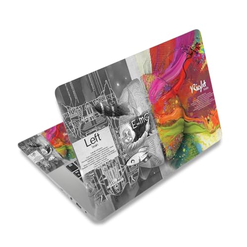 Laptop Decal Sticker Skin Cover, 11.6”12" 13" 13.3" 14" 15" 15.4" 15.6 Laptop Netbook Vinyl Skin Sticker Cover Art Notebook PC Protector (2 Wrist Pad Included), Removable Reusable, Right & Left Brain - color: Right & Left Brain
