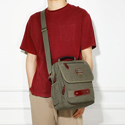 Man Small Canvas Messenger Bag Man Purse Shoulder Bag Crossbody Bag With Water Bottle Pocket 12 Inch - color: Red