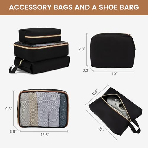 LOVEVOOK Carry On Luggage 22x14x9 Airline Approved,20 Inch Carry-on Suitcase for Women,Softside Suitcases with Wheels,Rolling Checked Luggage with TSA Lock,Lightweight Travel - color: Black/White/Brown, size: 20 inch-carry-on-1pc