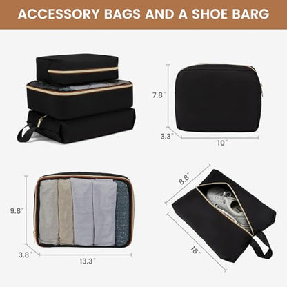 LOVEVOOK Carry On Luggage 22x14x9 Airline Approved,20 Inch Carry-on Suitcase for Women,Softside Suitcases with Wheels,Rolling Checked Luggage with TSA Lock,Lightweight Travel - color: Black/White/Brown, size: 20 inch-carry-on-1pc