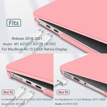 May Chen Compatible with New MacBook Air 13 inch Case 2021 2020 2019 2018 Release, Plastic Hard Shell with Keyboard Case for MacBook Air 13 inch with Retina Dispaly Fits Touch ID, Matte Pink - color: Pink