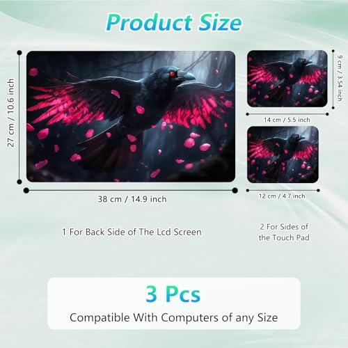 Laptop Skin Sticker Decal 12"-15.6" Universal Laptop/Notebook/Netbook Vinyl - Waterproof Scratch Resistant,Fits HP Dell Lenovo MacBook,2 Free Wrist Pads,Easy Apply & Remove,Crow Pink Forest - color: Crow Pink Forest