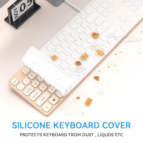 Wired USB Keyboard, Comfortable Quiet Chocolate Keys, Durable Ultra-Slim Computer Keyboard Wired(QWERTY) for PC, Windows 11/10/8/7/XP (Milk Tea, Wired Keyboard for Windows) - color: Milk Tea