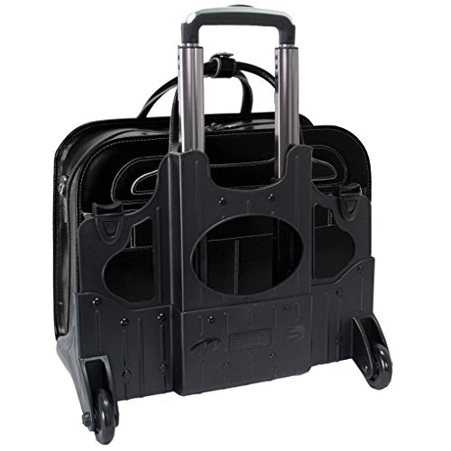 McKleinUSA McKlein WILLOWBROOK, 17" Leather Detachable -Wheeled Ladies' Laptop/Computer & Tablet Business Briefcase Bag/Women's Rolling Overnight Travel Bag, Removable trolley case - color: Black, size: 18"x8.75"x14.5"