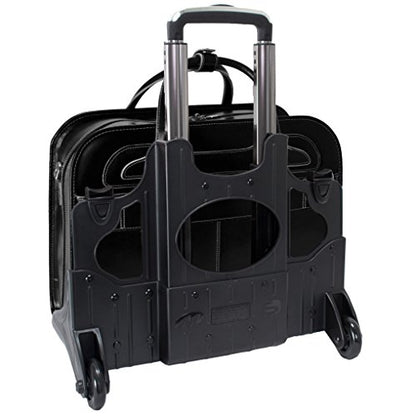 McKleinUSA McKlein WILLOWBROOK, 17" Leather Detachable -Wheeled Ladies' Laptop/Computer & Tablet Business Briefcase Bag/Women's Rolling Overnight Travel Bag, Removable trolley case - color: Black, size: 18"x8.75"x14.5"