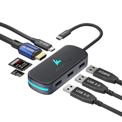 Type C 7 in 1 Wozoyo Docking Station with USB 5Gbps (3.2 Gen 1), 2XUSB 2.0, 4K@60Hz HDMI, SD & TF Card Reader, PD 100W, USB-C Hub, Compatible with Thunderbolt 4, macOS, Windows, Android & iOS - style: 7-in-1