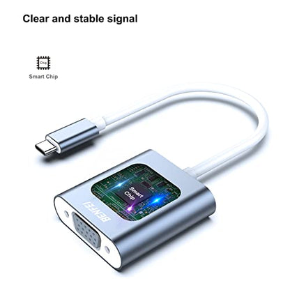 BENFEI USB C to VGA Adapter, Thunderbolt 3/4 to VGA Adapter Compatible with iPhone 15 Pro/Max, MacBook Pro/Air 2023, iPad Pro, iMac, S23, XPS 17, Surface Book 3 and More [Aluminium Shell,Grey] - color: Grey