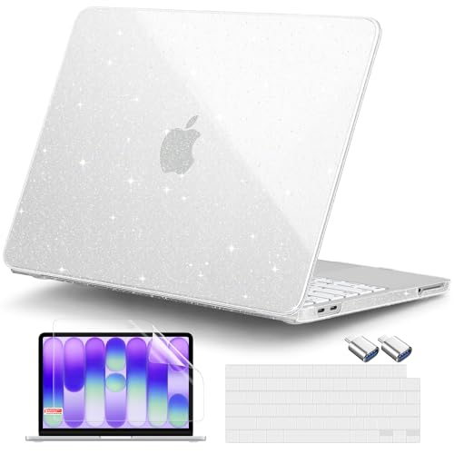 DONGKE Glitter Case for MacBook Neo 13 Inch 2026 (Model A3404 | A18 Pro Chip) | Clear Sparkly Hard Shell Cover with Screen Protector & Keyboard Cover & 2 USB-C Adapters - Bling Clear - color: Bling Clear