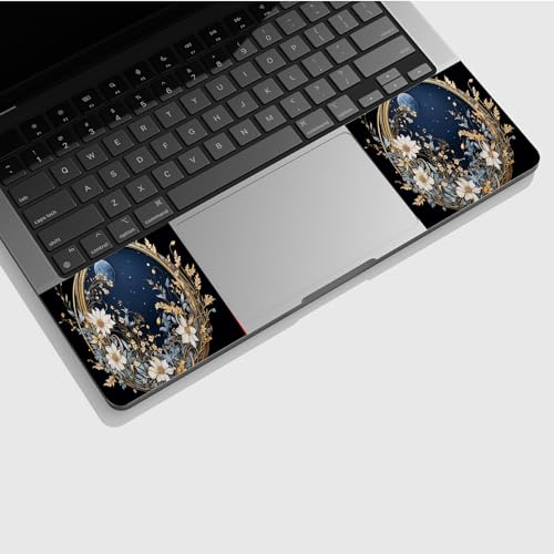 Universal Laptop Skin Sticker with 2 Wrist Pad Skins, Waterproof Scratch Resistant Vinyl Laptop Cover Decal, Cut to Fit for 11–15.6 Inch MacBook HP Dell Lenovo, Flower Moon - color: Flower Moon